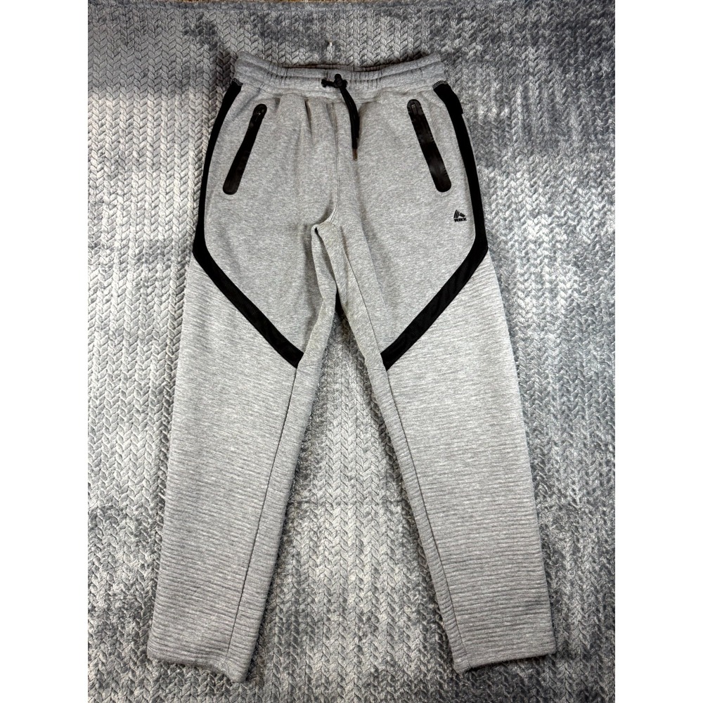 Rbx Active Sweatpants Men Medium Gray Fleece Lined Ribbed Tapered Leg Drawstring
